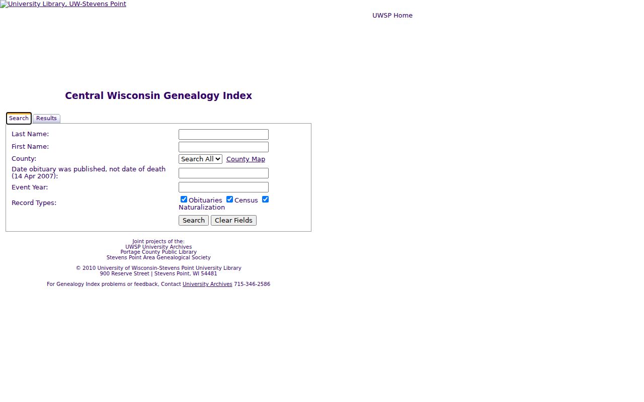 Stevens Point residents directory genealogy index